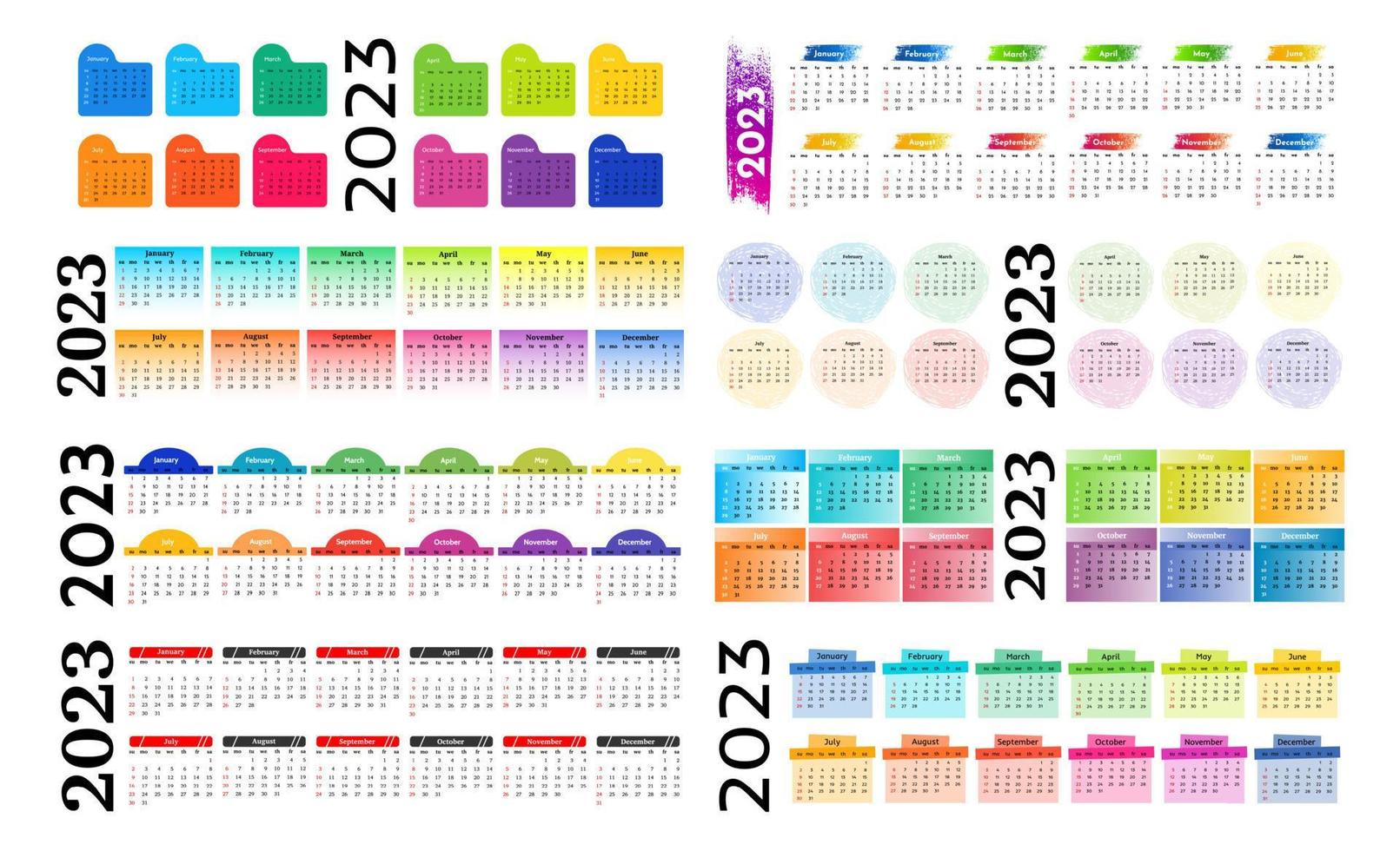 calendário para 2023 isolado em um fundo branco vetor