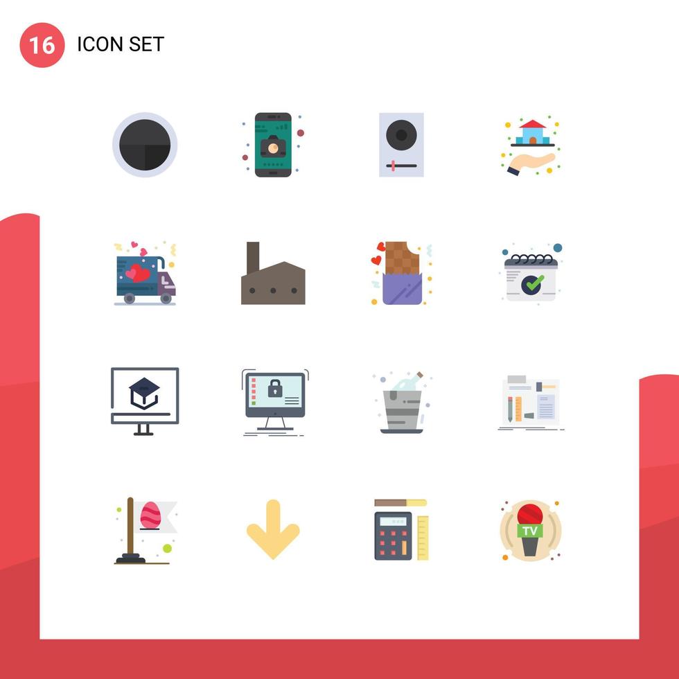 conjunto de 16 símbolos de símbolos de interface do usuário modernos para dispositivos de mão de amor propriedade pacote editável de elementos de design de vetores criativos