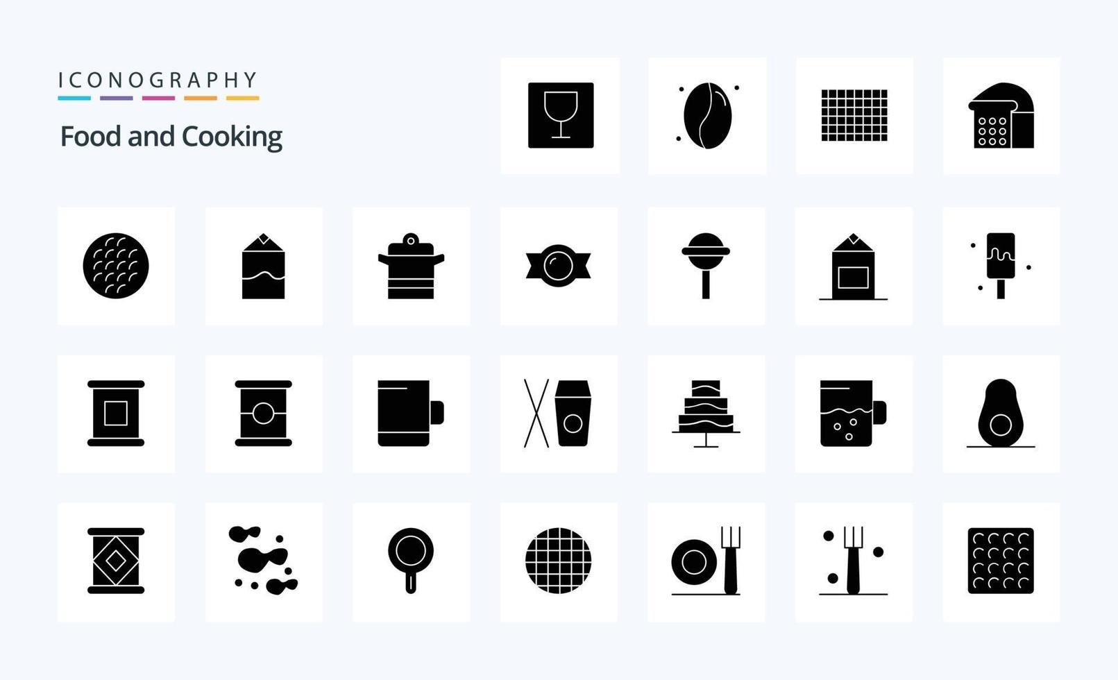 pacote de ícones de glifo sólido de 25 alimentos vetor