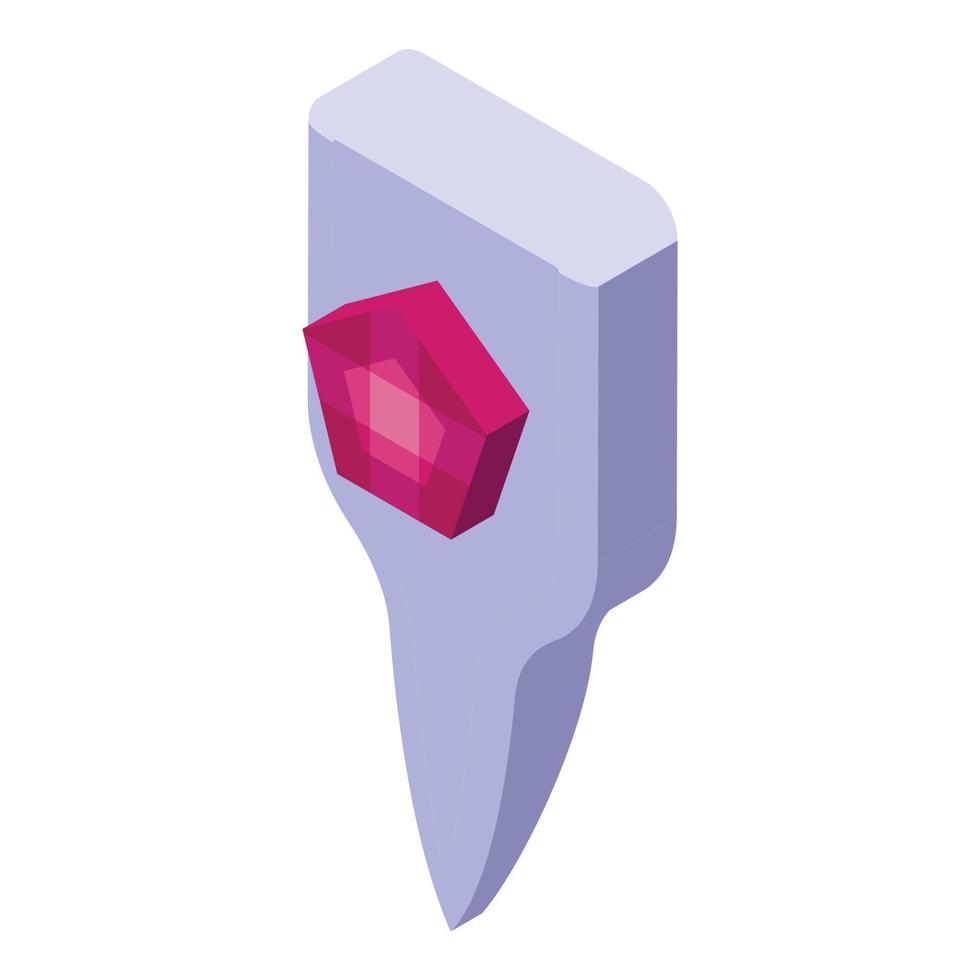 vetor isométrico de ícone de design de dente de rubi. escova oral