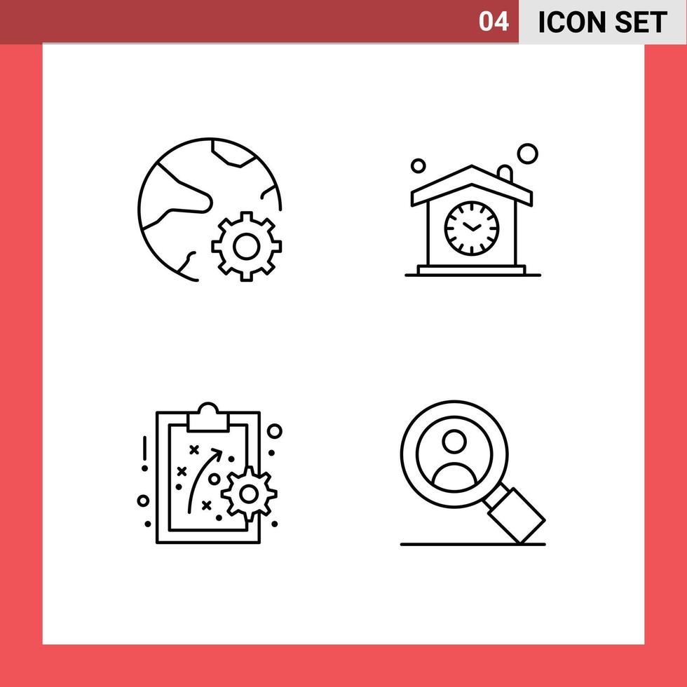 conjunto moderno de pictograma de 4 cores planas de linha preenchida de método de desempenho de casa de rede de design de conexão elementos de design de vetores editáveis