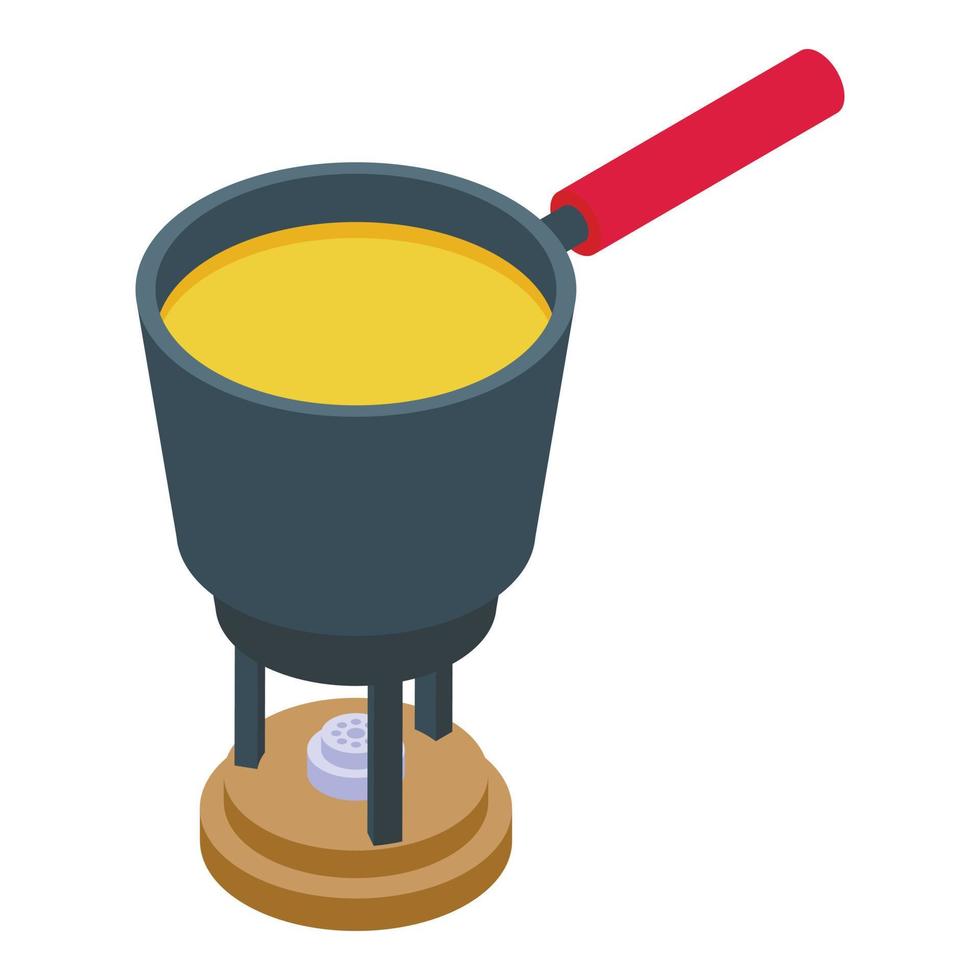 vetor isométrico do ícone do fondue de queijo. garfo de comida