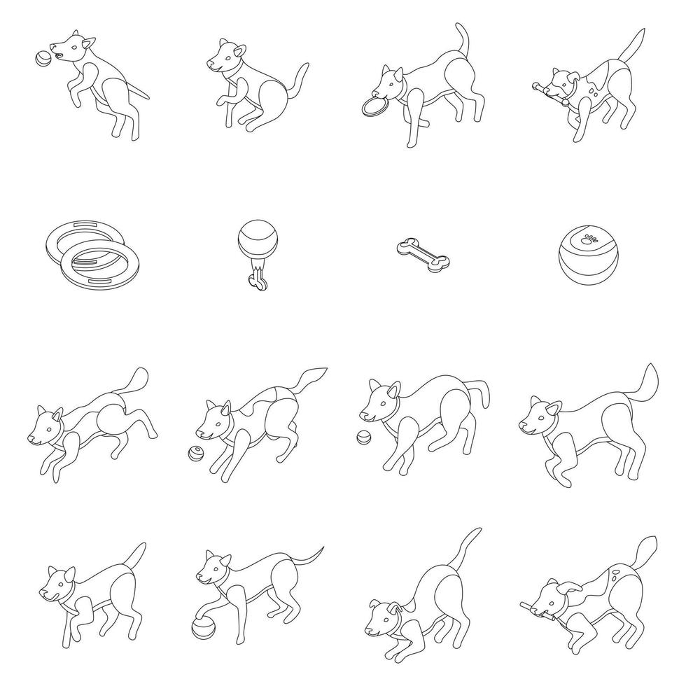 ícone de cachorro brincalhão, estilo isométrico vetor