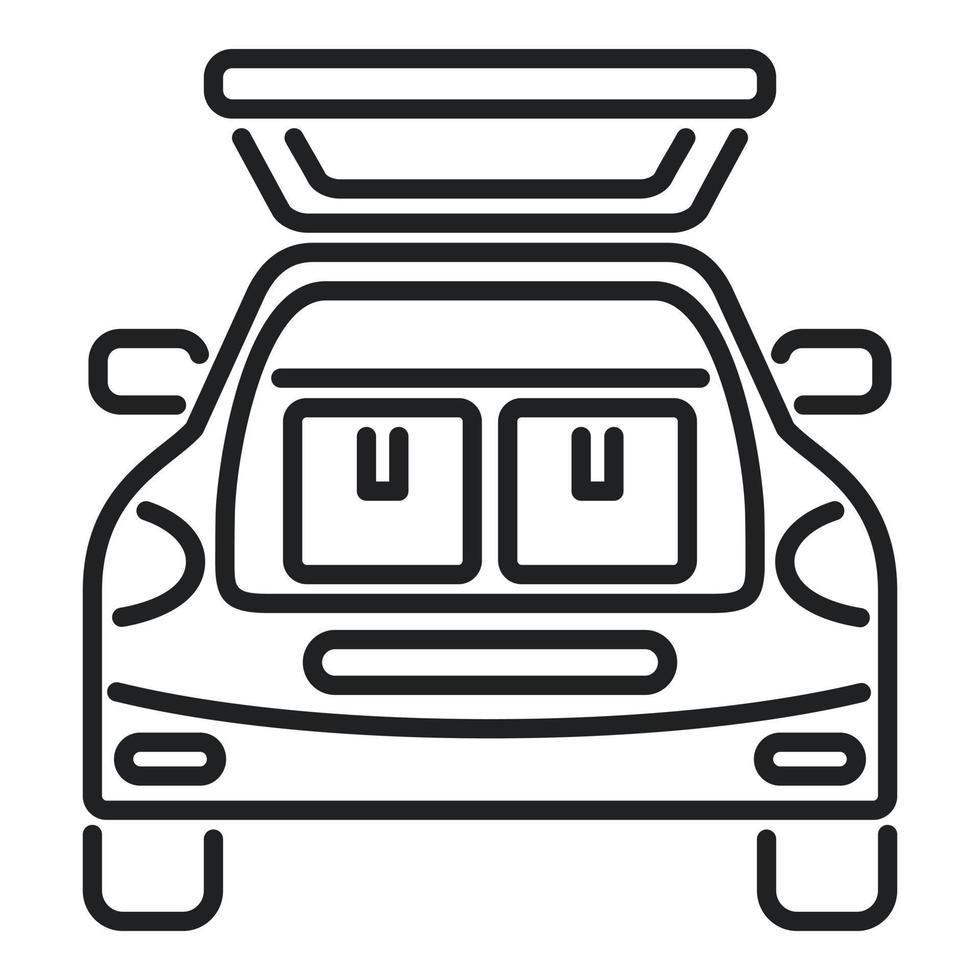 vetor de contorno de ícone de mala de carro de comida. veículo lateral