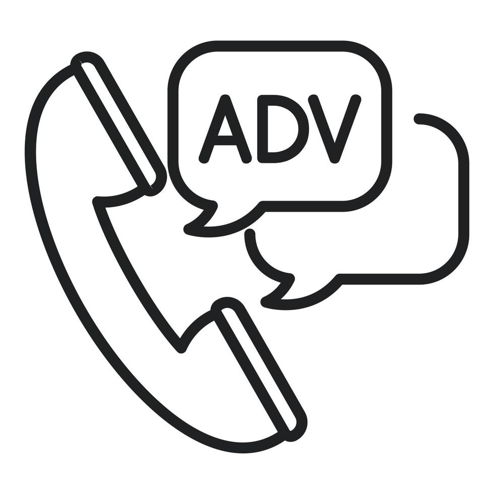 vetor de contorno do ícone de marketing de chamada adv. negócios digitais