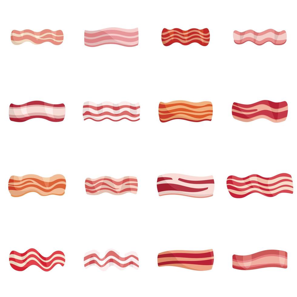 ícones de bacon definir vetor plana. conhecer comida