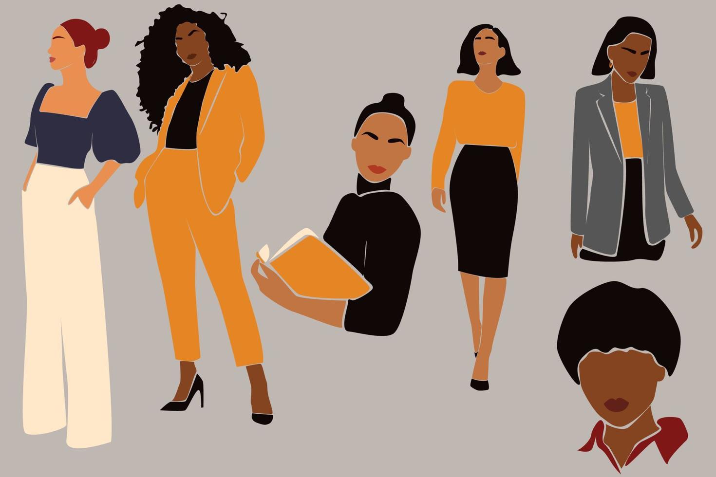 ilustração em vetor de empresárias. meninas no trabalho. patroa. um conjunto de clipart de senhoras de negócios. ilustração em vetor estoque isolada no fundo. eps 10