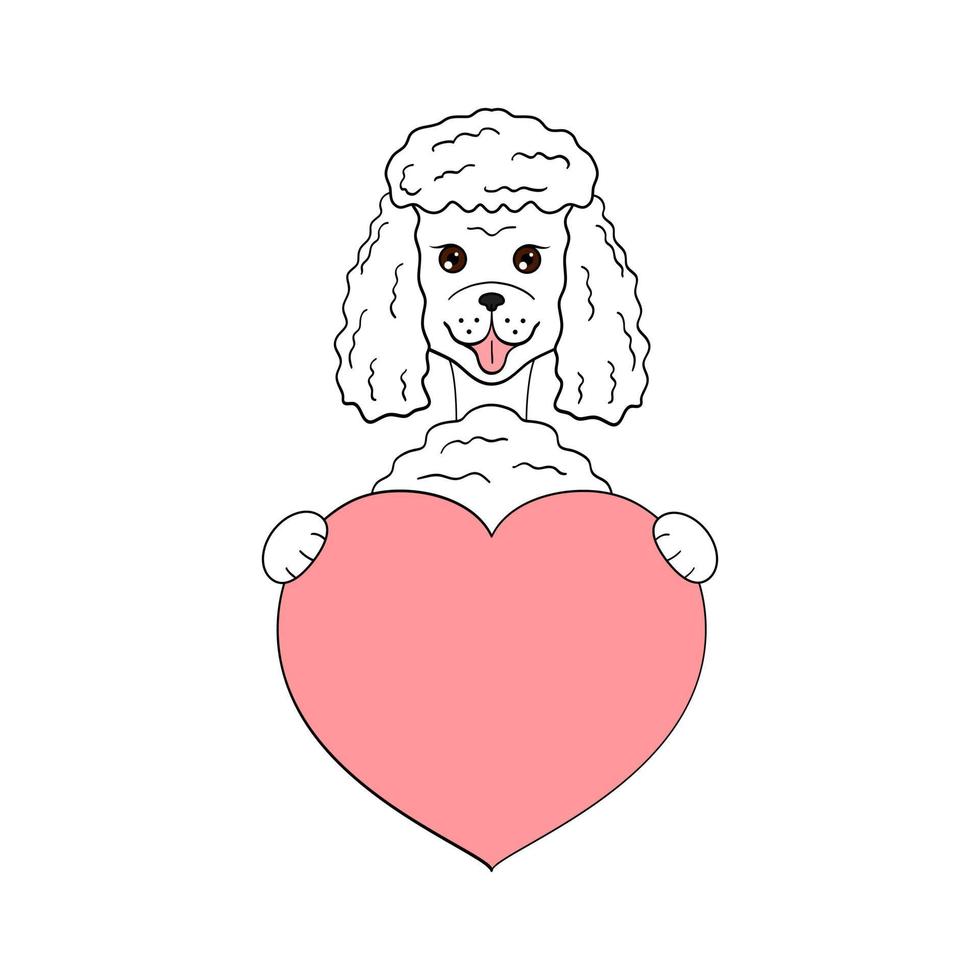 cão bonito dos desenhos animados, segurando seu coração em suas patas. cartão de dia dos namorados com espaço para texto. design para convite, cartão, panfleto, brochura, banner. bichinhos apaixonados. uma declaração de amor vetor