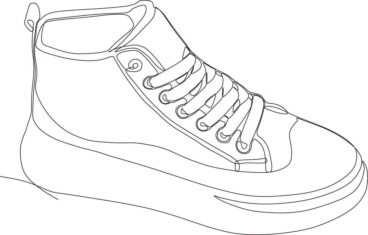desenho de arte de linha contínua de sapatos em preto e branco vetor