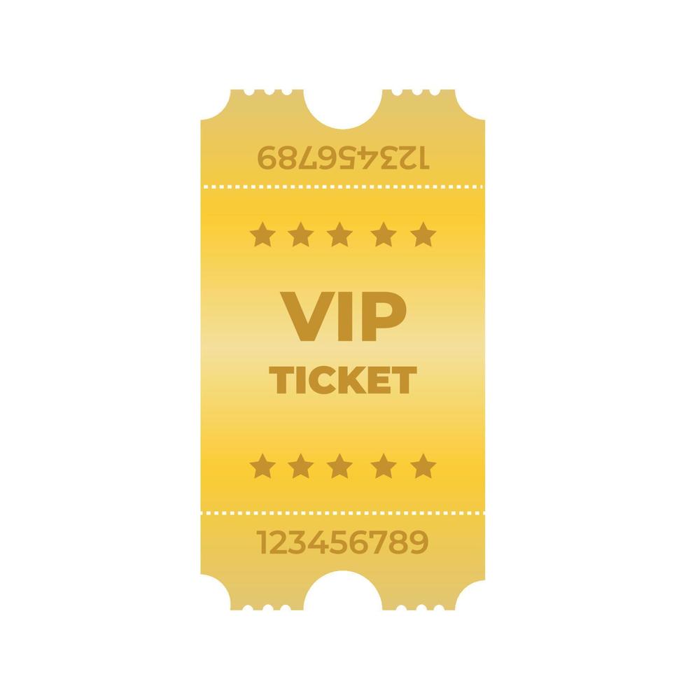 ilustração em vetor cupom vip bilhete dourado. com um fundo branco. pode ser usado para imprimir bilhetes e cupons