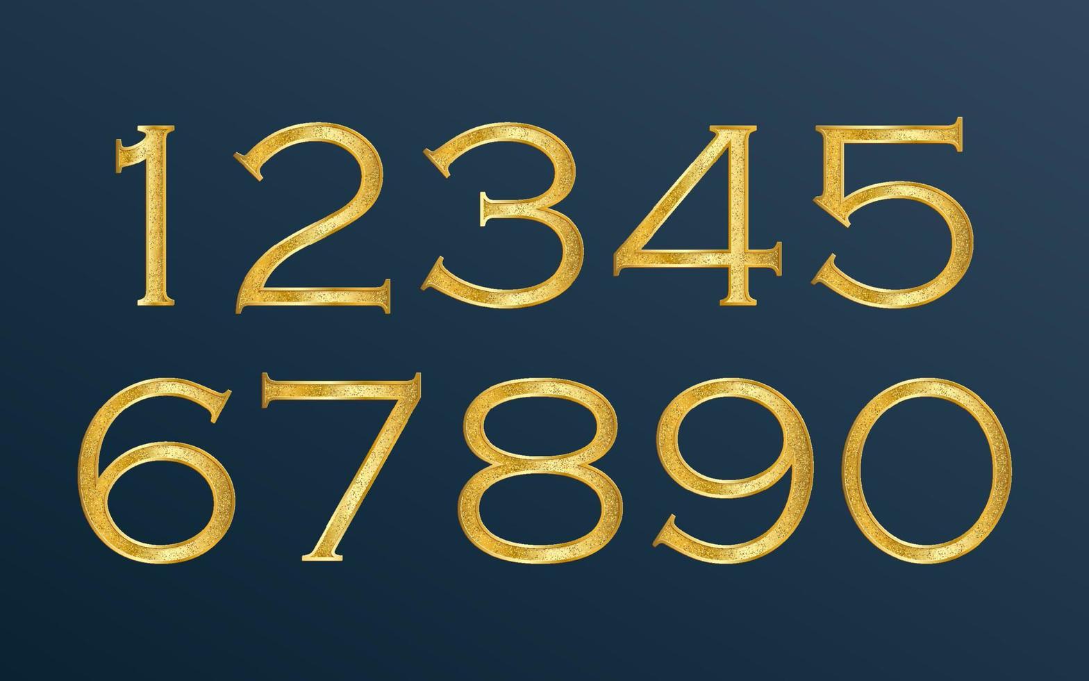 elegantes números de ouro de estilo chinês. 1, 2, 3, 4, 5, 6, 7, 8, 9, 10, logotipo vetor