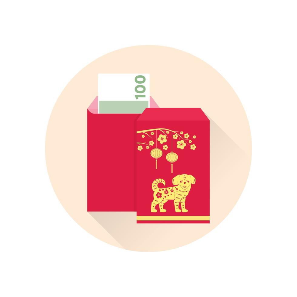 ícone plano do envelope vermelho do ano novo chinês. vetor
