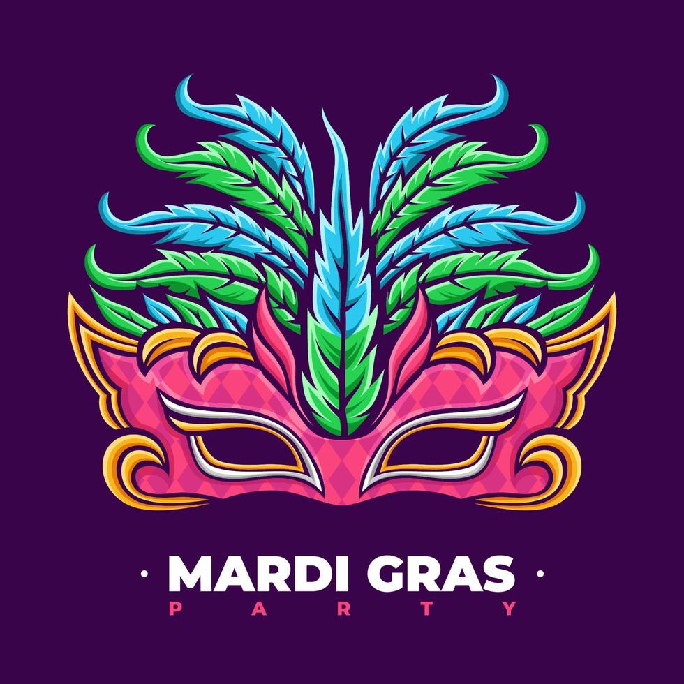 design de vetor de máscaras de festival, carnaval de mardi gras