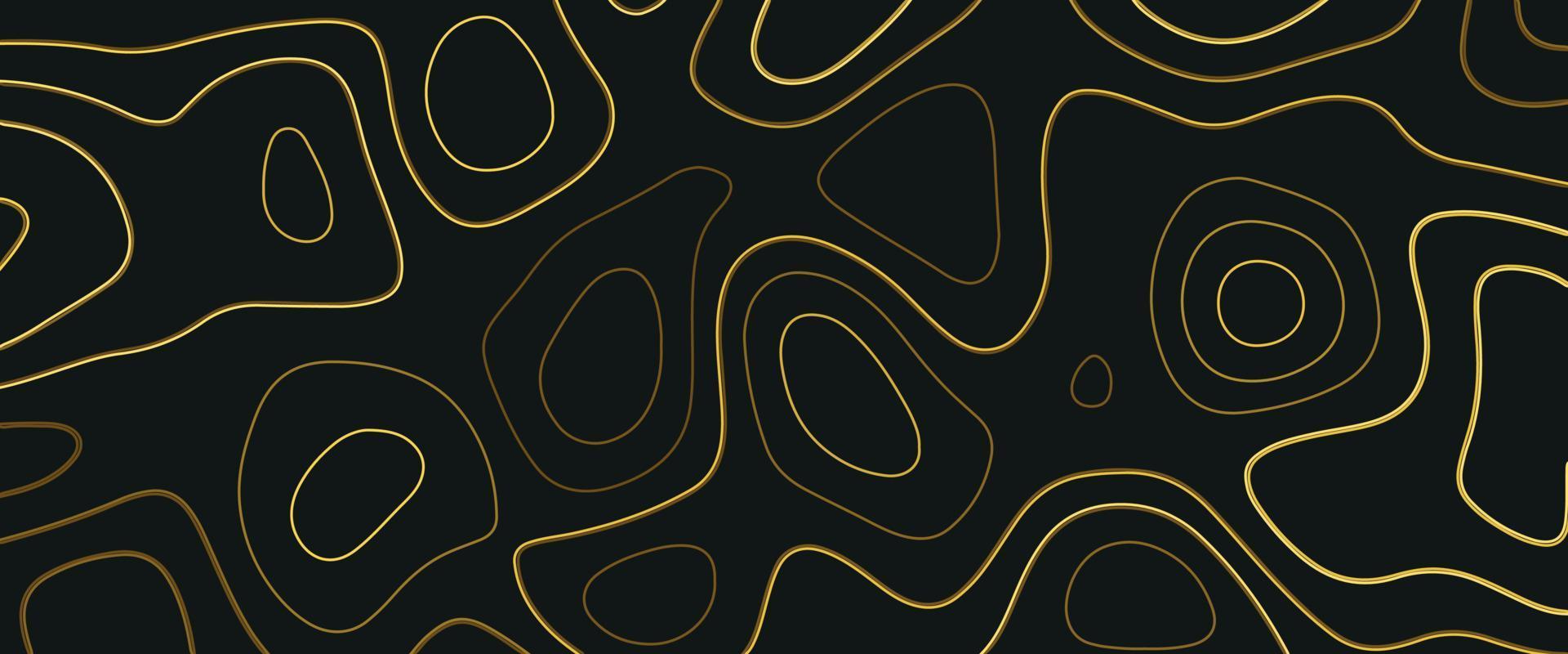 relevo topográfico. ilustração topográfica. design de estilo de corte de papel abstrato. linha de curva geométrica em camadas preta, vetor de ouro, decoração de corte de papel realista texturizada com camadas onduladas.