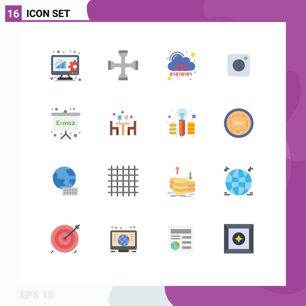 Conceito de 16 cores planas para sites móveis e aplicativos sociais instagram chave câmera digital pacote editável de elementos de design de vetores criativos