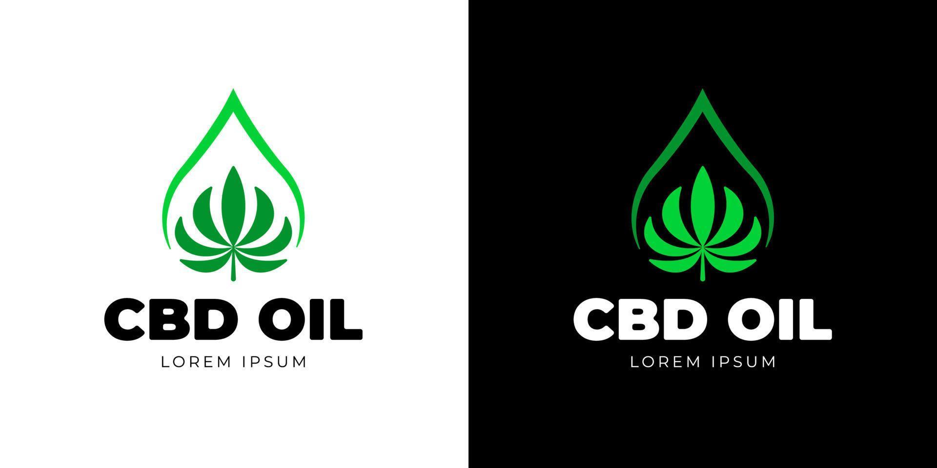 óleo de cânhamo cbd do conceito de logotipo de cannabis medicinal. modelo de design de logotipo linear de extrato de produto natural de folha de maconha. emblema de esboço de erva canabidiol verde medicinal. distintivo de vetor eps