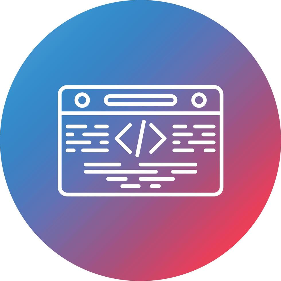 ícone de plano de fundo do círculo de gradiente de linha de código vetor