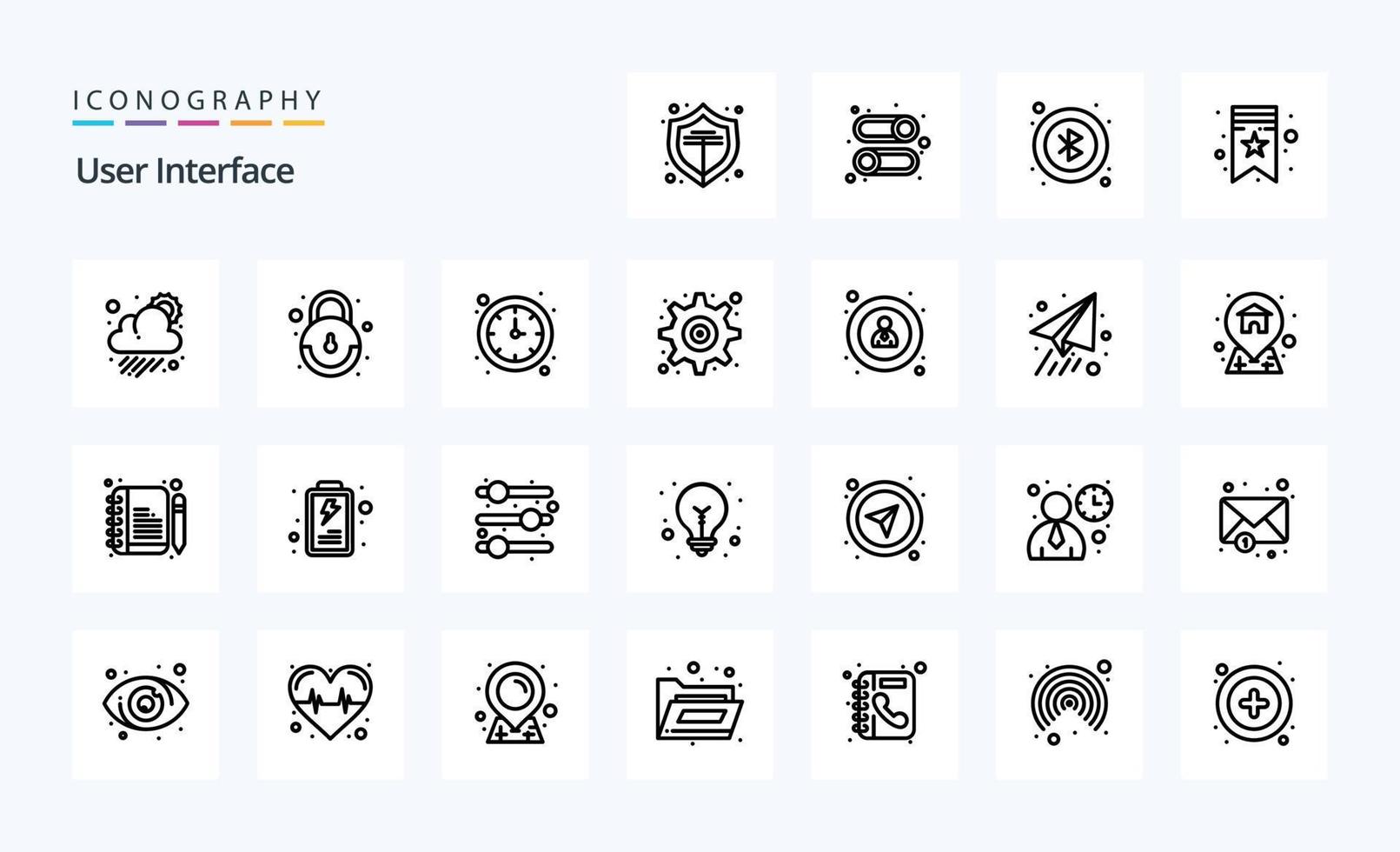pacote de ícones de linha de interface de usuário 25 vetor