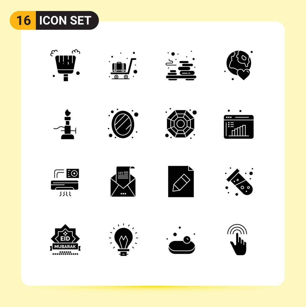 16 ícones criativos sinais modernos e símbolos de elementos de design vetoriais editáveis do dia da pedra de fogo leve vetor