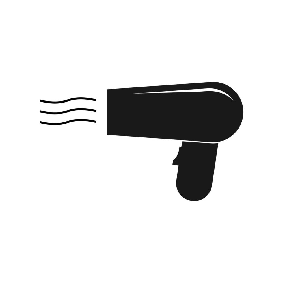 ícone de secador de cabelo preto isolado em um projeto de ilustração de fundo branco vetor