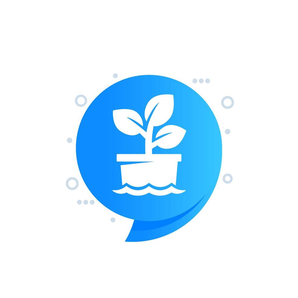 ícone de agricultura hidropônica com uma planta na água vetor