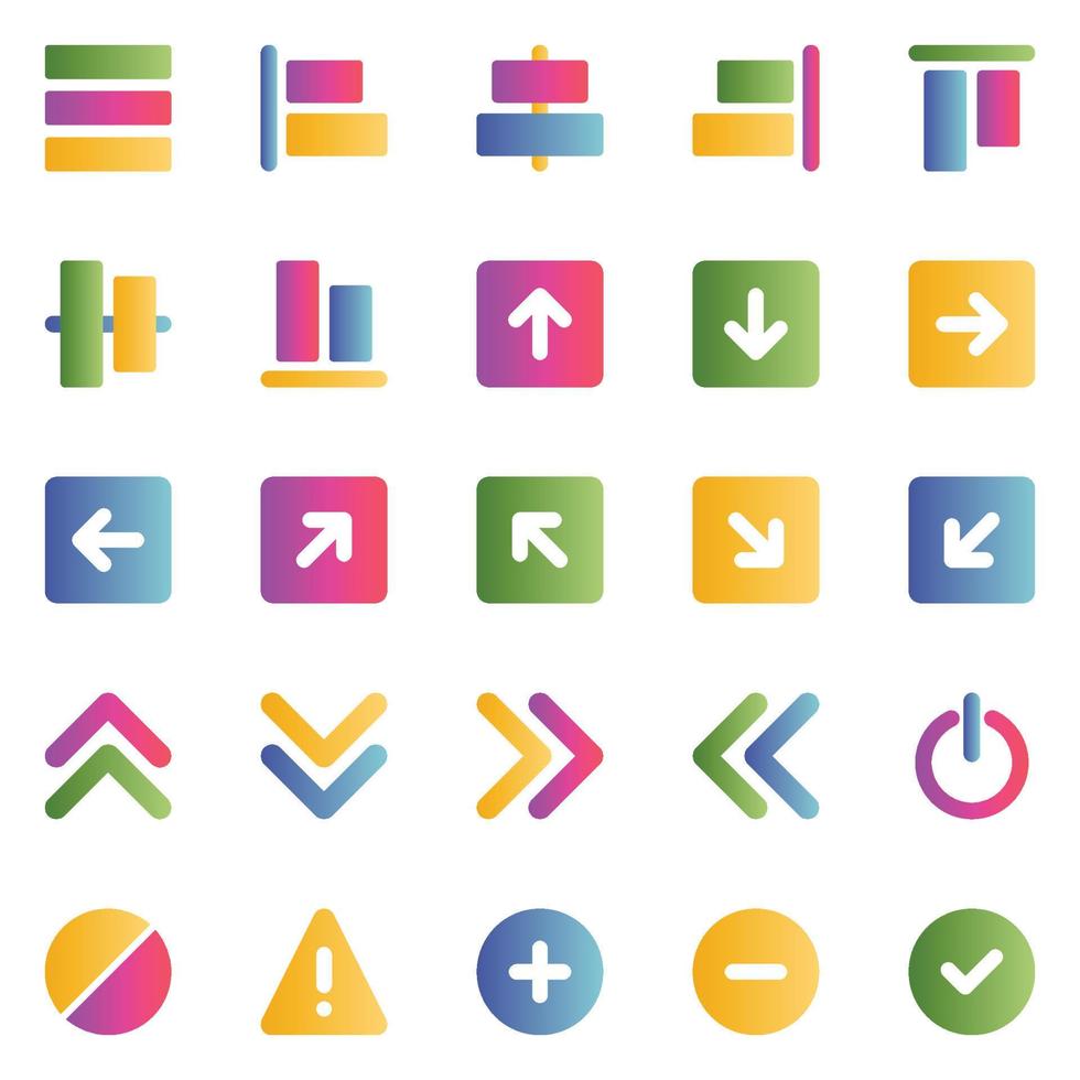 ícones de cor gradiente para sinal e símbolo. vetor