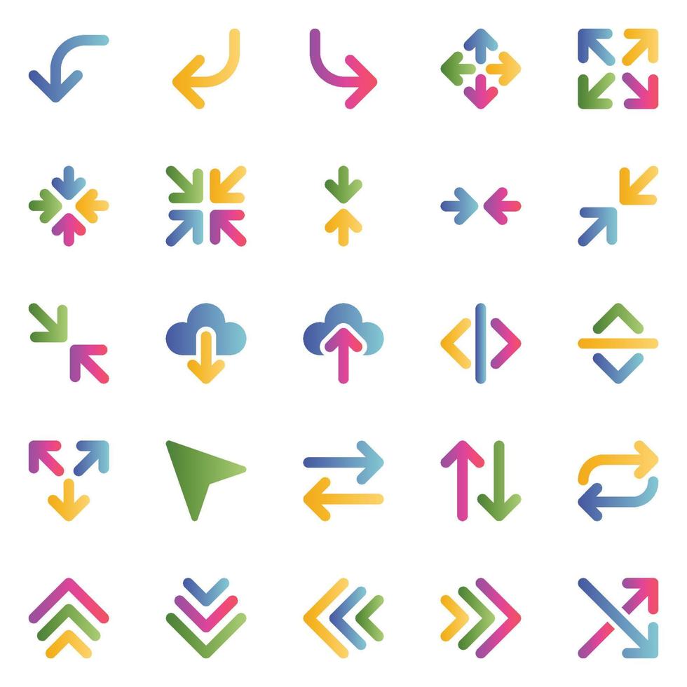 ícones de cor gradiente para sinal e símbolo. vetor