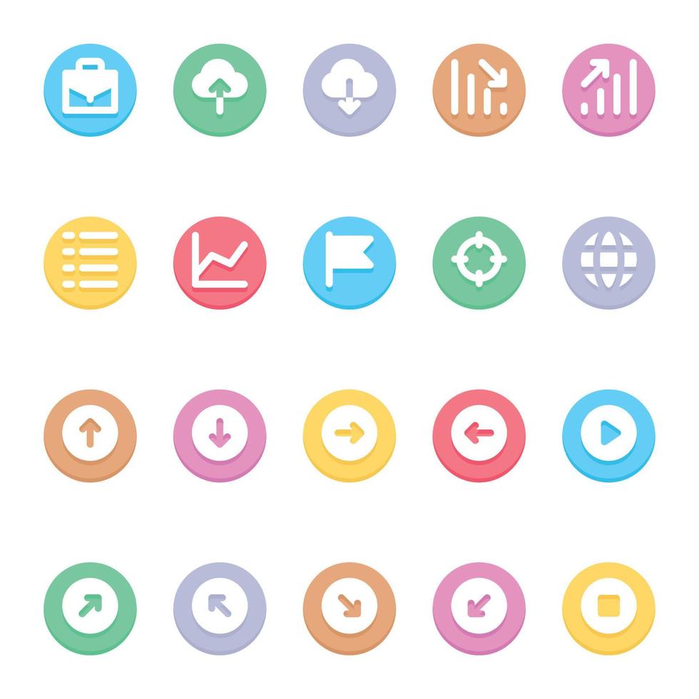 ícones de glifo de cor de círculo para interface do usuário. vetor