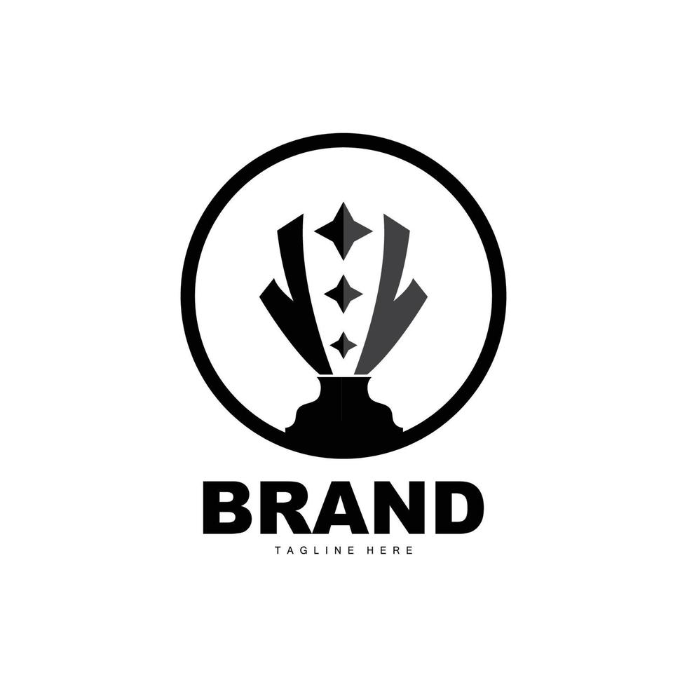 design de logotipo de troféu, vetor de troféu de campeonato vencedor do prêmio, marca de sucesso