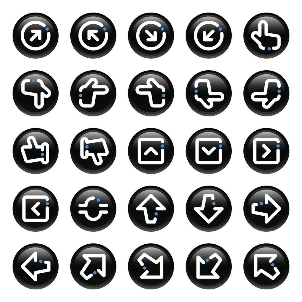 ícones de contorno de círculo preto para sinal e símbolo. vetor