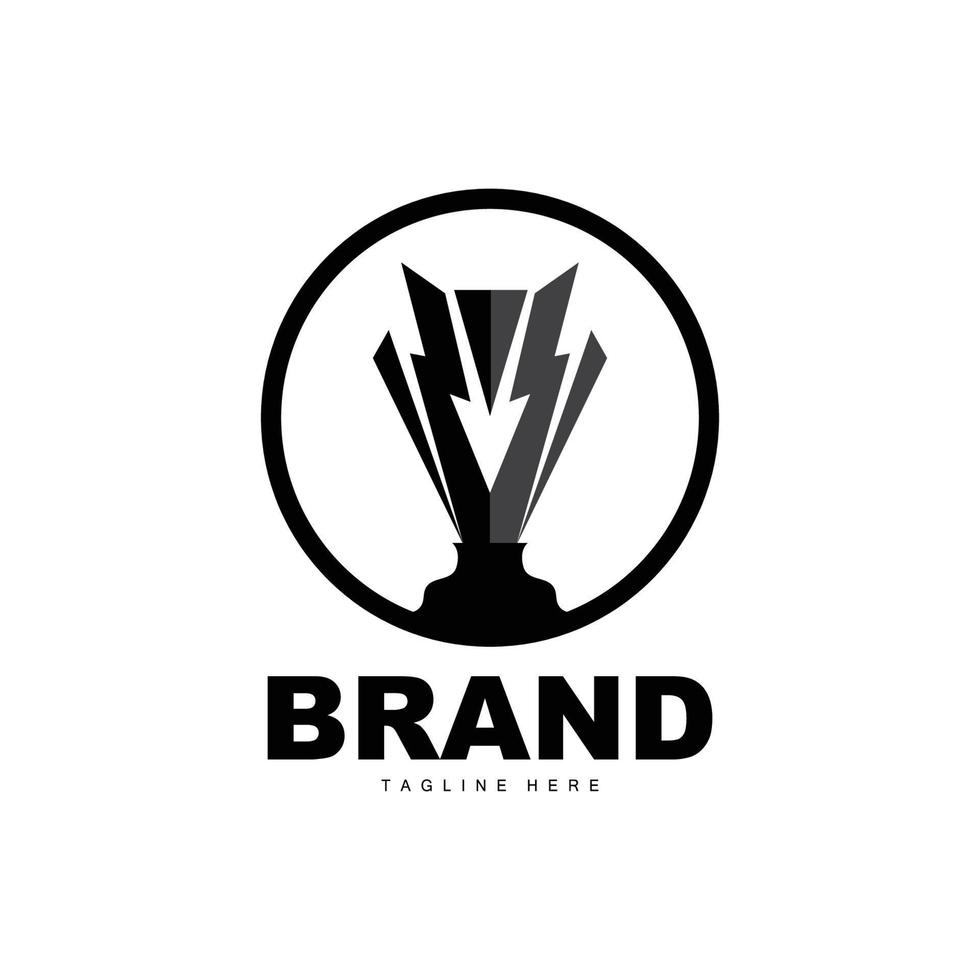 design de logotipo de troféu, vetor de troféu de campeonato vencedor do prêmio, marca de sucesso