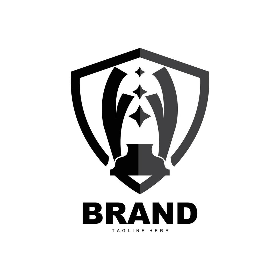 design de logotipo de troféu, vetor de troféu de campeonato vencedor do prêmio, marca de sucesso