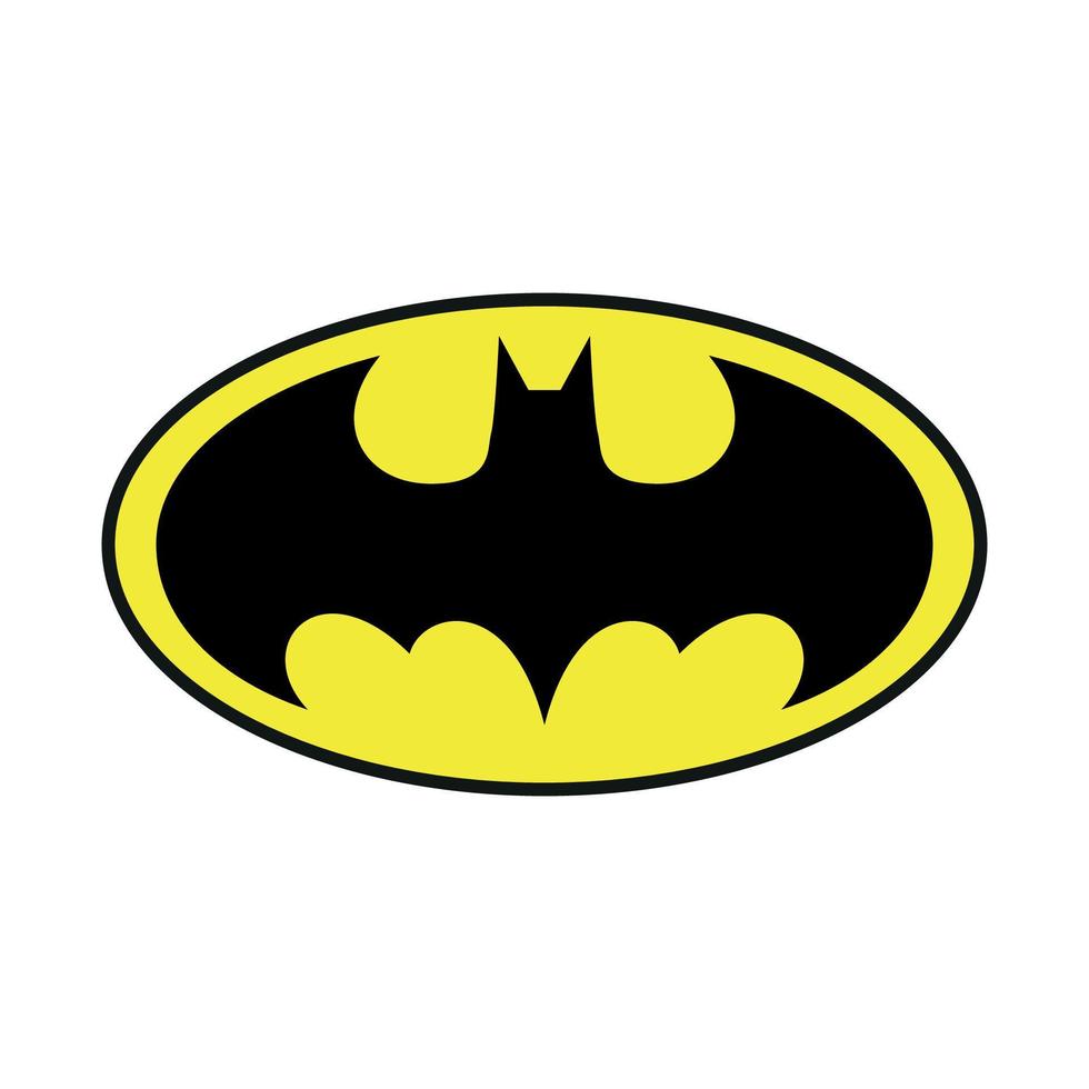 logotipo do batman, amarelo do batman e sinal preto no fundo branco vetor