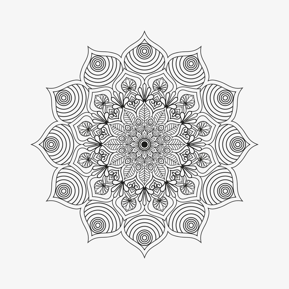 design decorativo de mandala de flores circulares em fundo simples vetor grátis