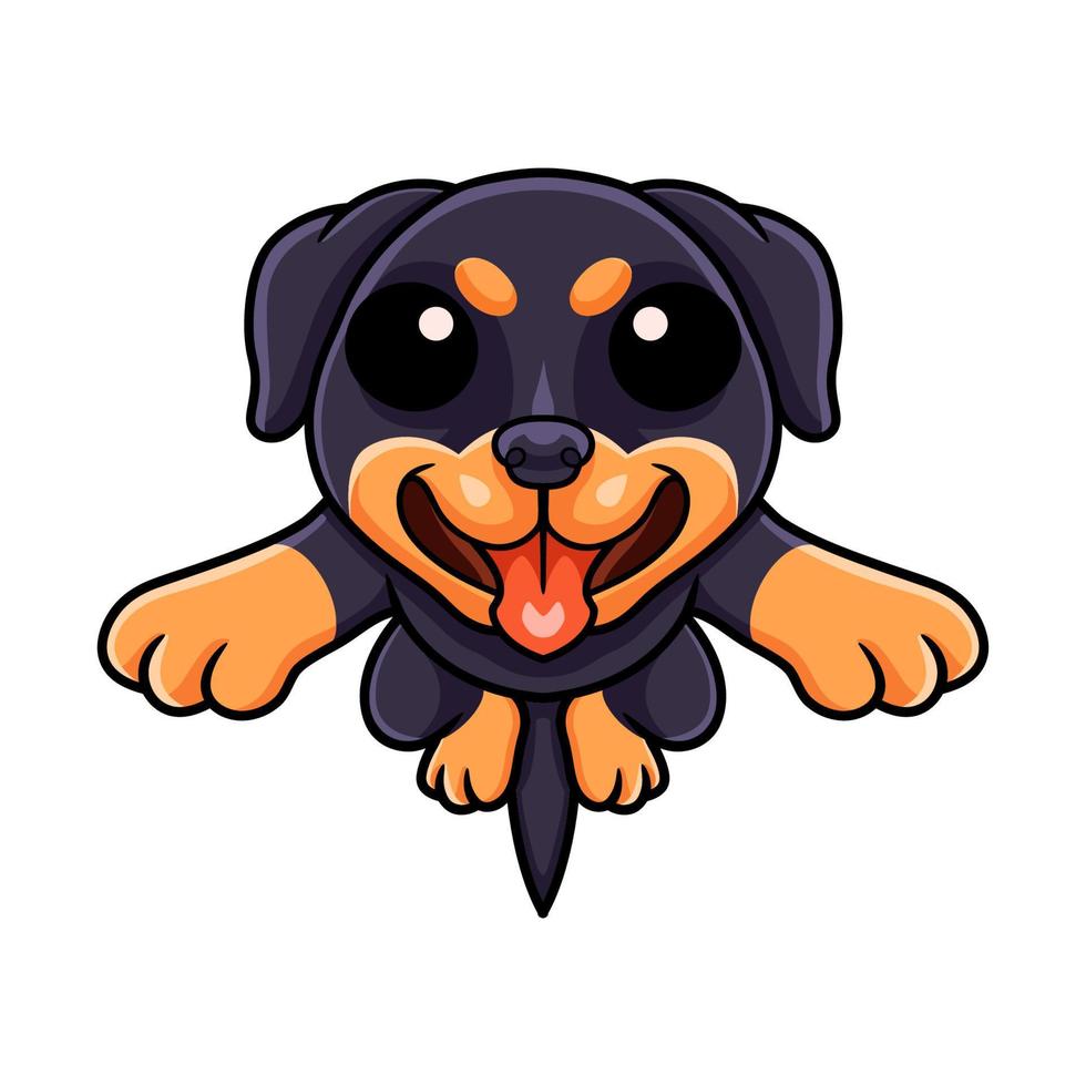 desenho animado de cachorro rottweiler bonitinho pulando vetor