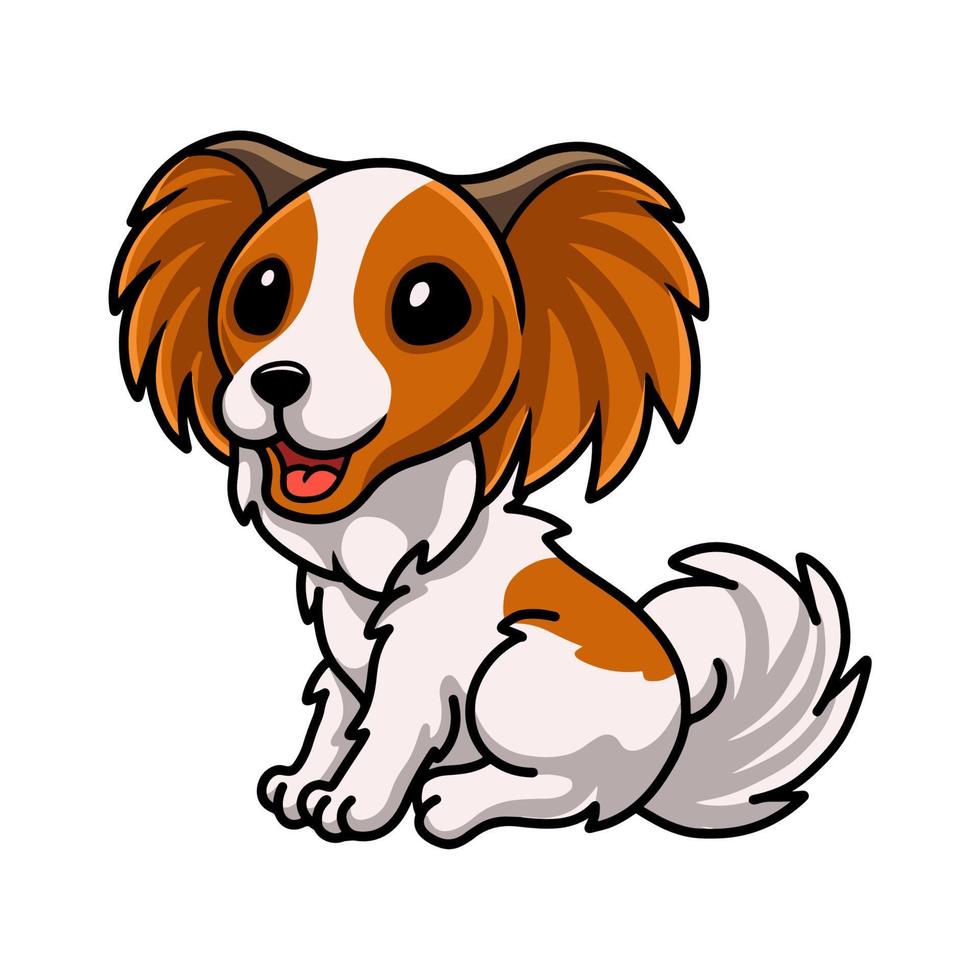 desenho de cachorro papillon fofo sentado vetor