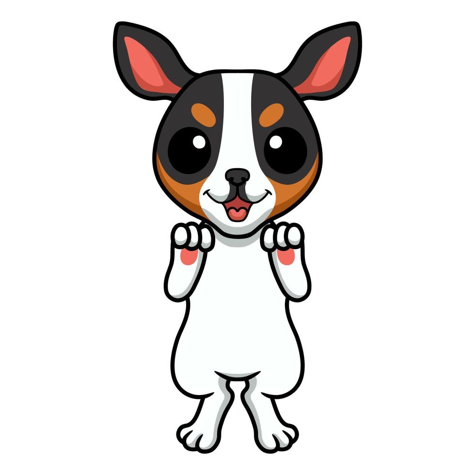 desenho animado de cachorro rat terrier fofo em pé vetor