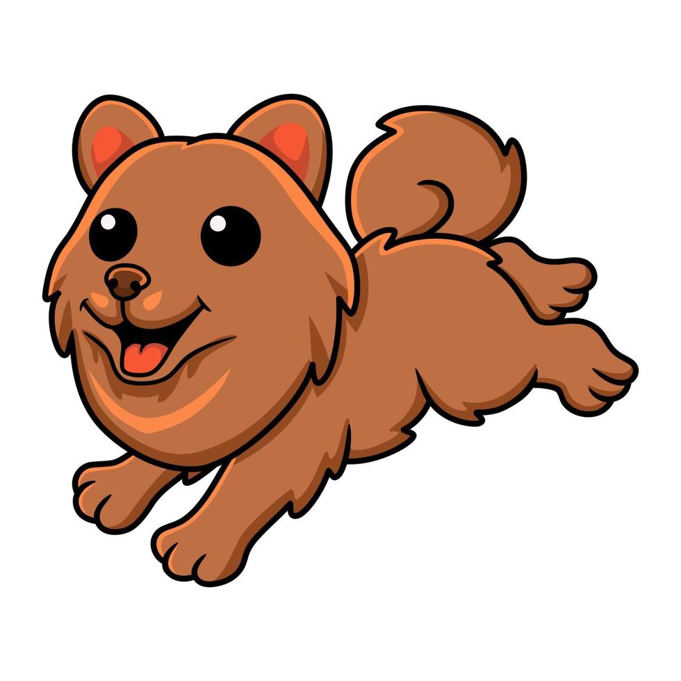 desenho animado de cachorrinho da Pomerânia bonitinho correndo vetor