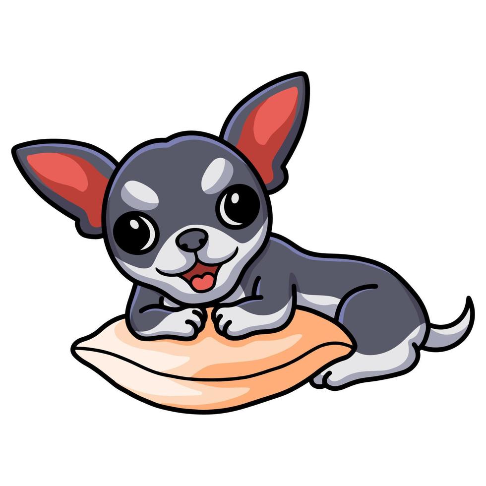 desenho de cachorro chihuahua fofo no travesseiro vetor