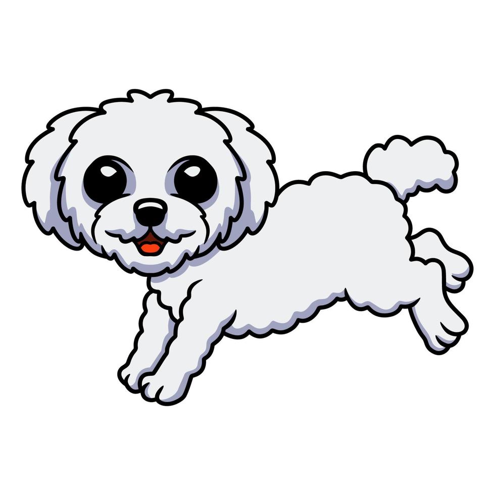 salto bonito dos desenhos animados de bichon frise vetor