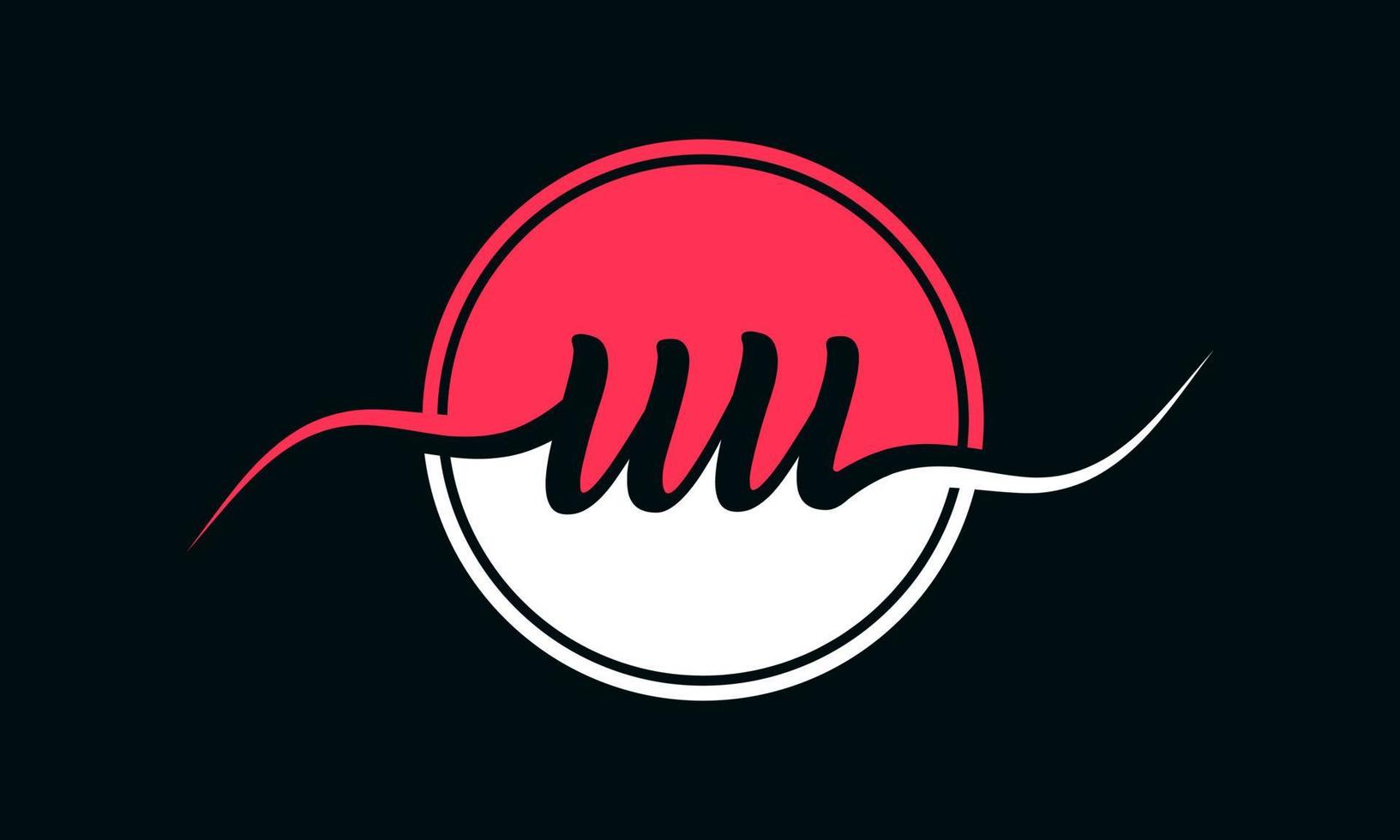 logotipo inicial da letra uu com círculo interno na cor branca e rosa. vetor profissional.