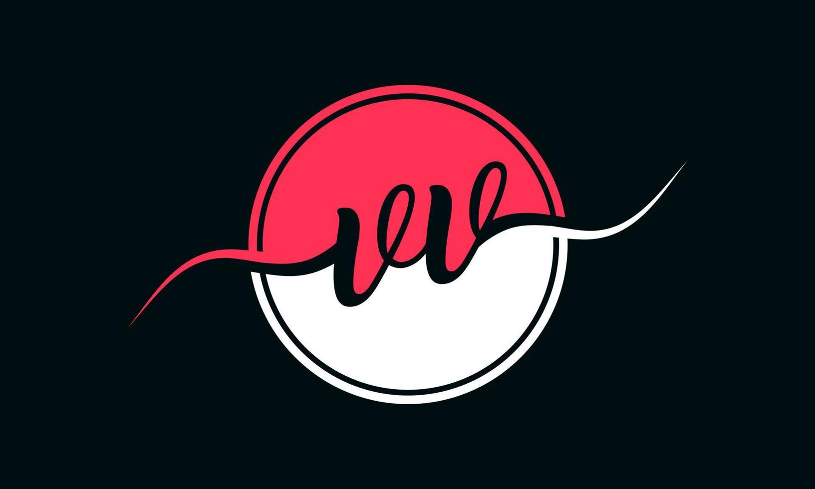 logotipo inicial da letra vv com círculo interno na cor branca e rosa. vetor profissional.