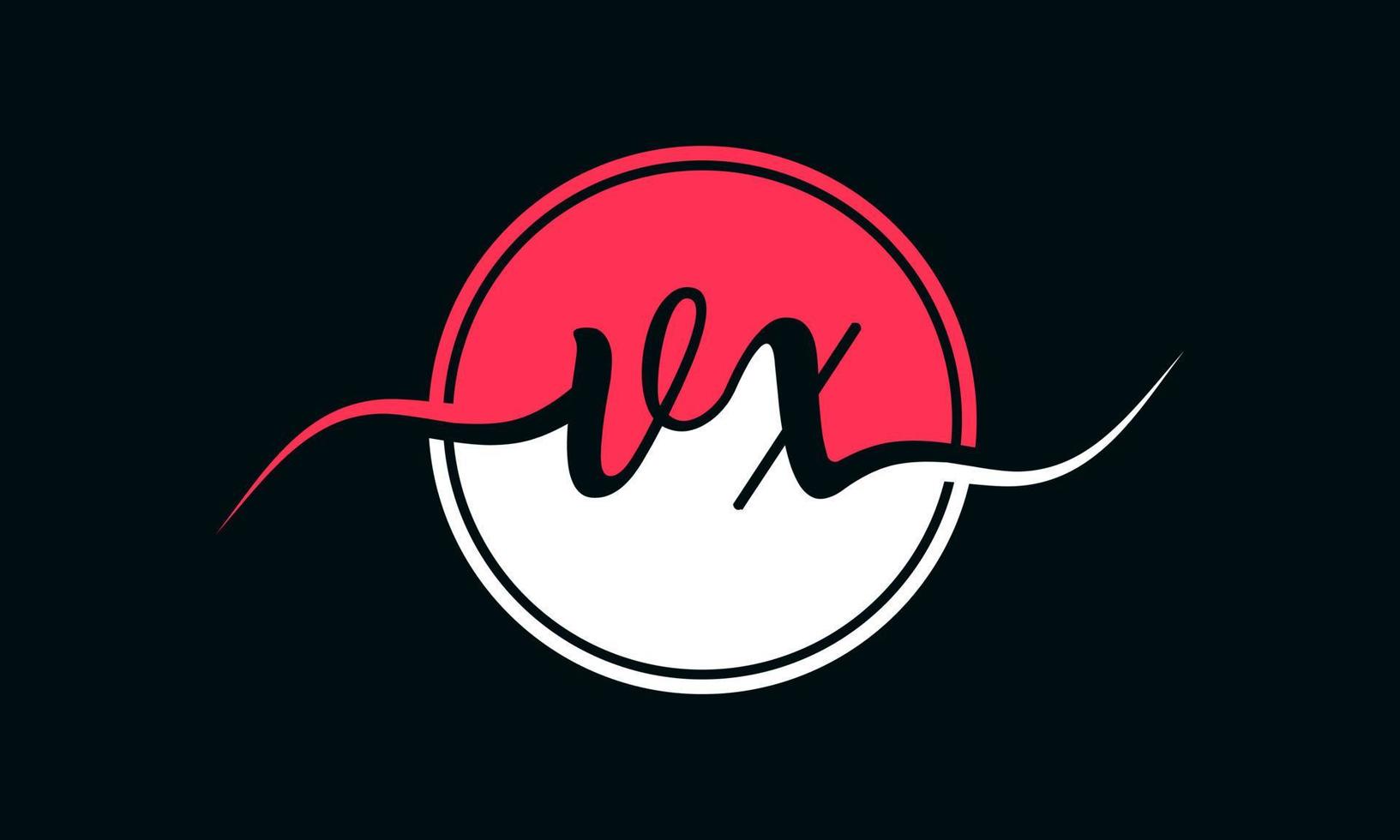 logotipo inicial da letra vx com círculo interno na cor branca e rosa. vetor profissional.