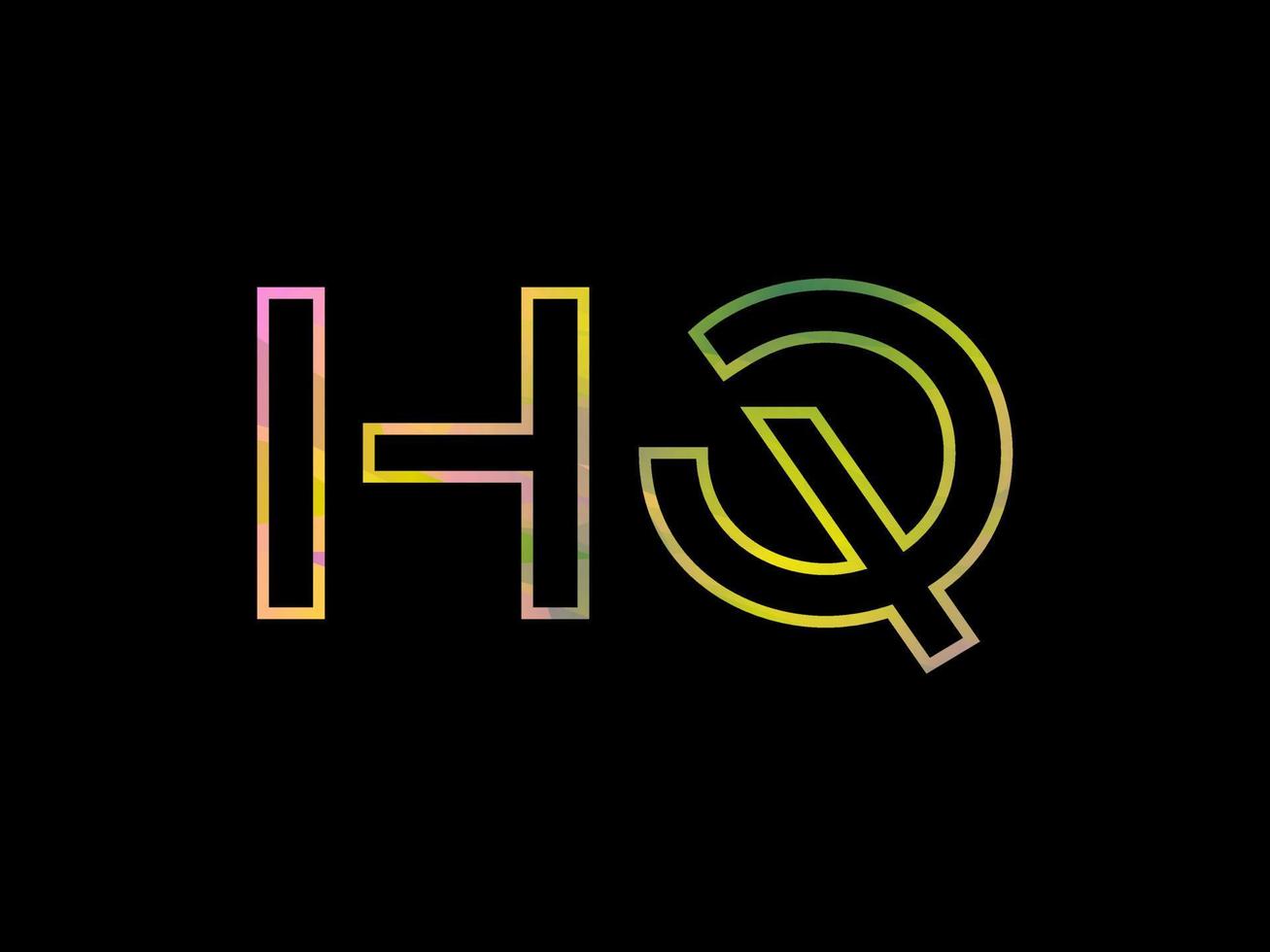 logotipo da letra hq com vetor de textura de arco-íris colorido. vetor profissional