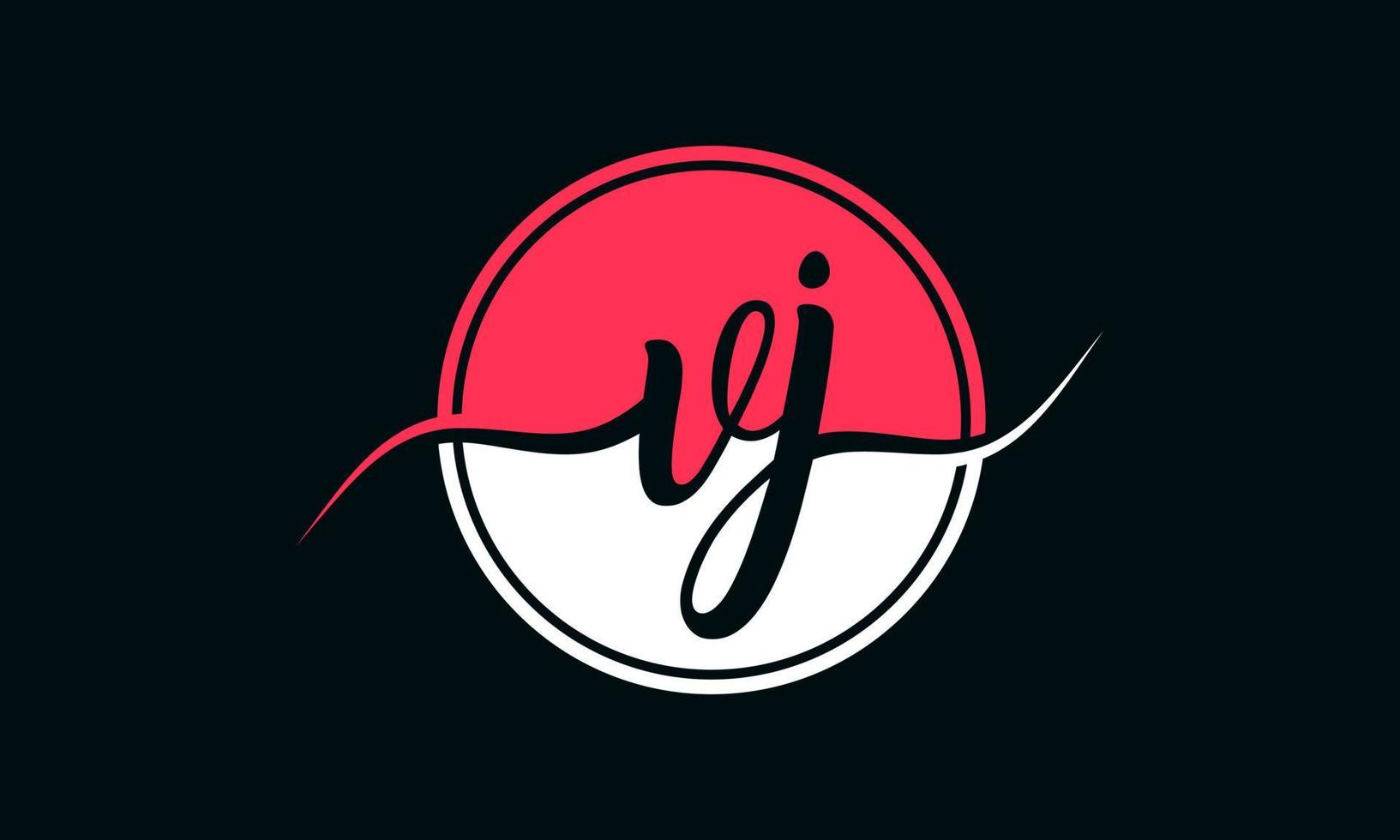 logotipo inicial da letra vj com círculo interno na cor branca e rosa. vetor profissional.