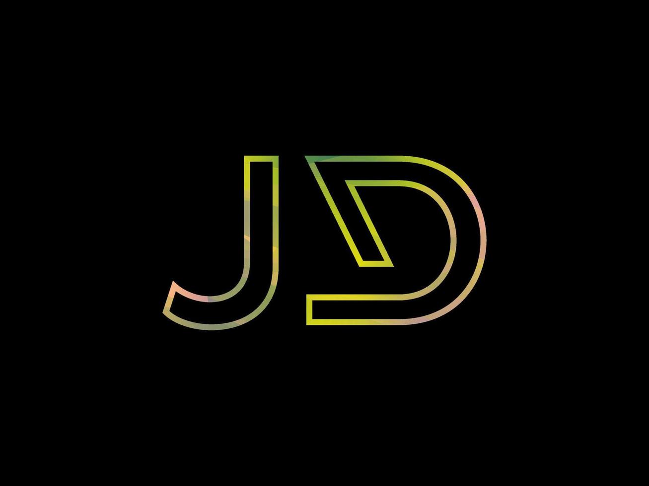 logotipo da letra jd com vetor de textura de arco-íris colorido. vetor profissional.