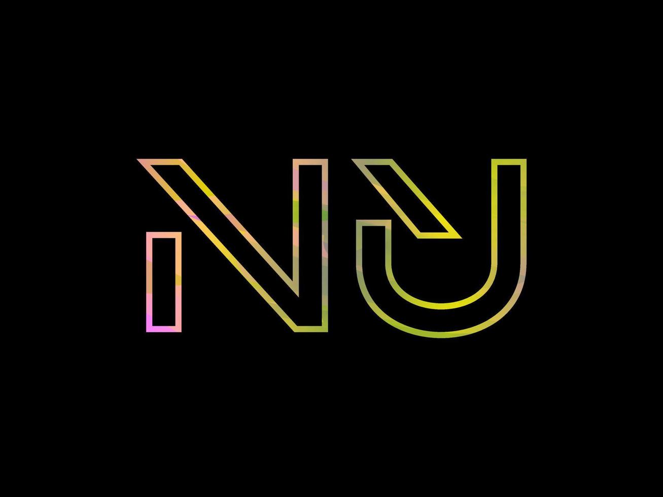 logotipo da letra nu com vetor de textura de arco-íris colorido. vetor profissional.