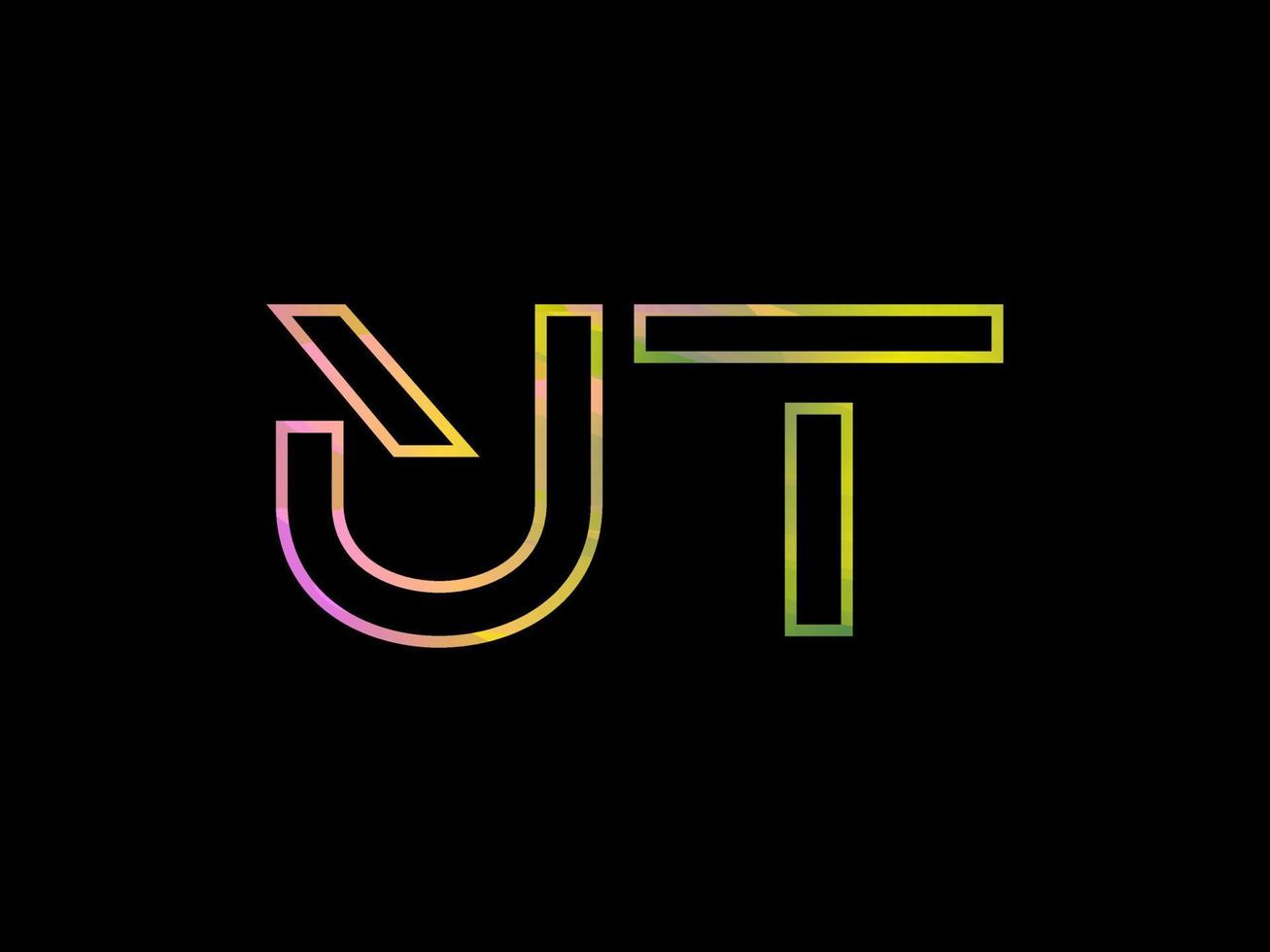 logotipo da letra ut com vetor de textura de arco-íris colorido. vetor profissional.