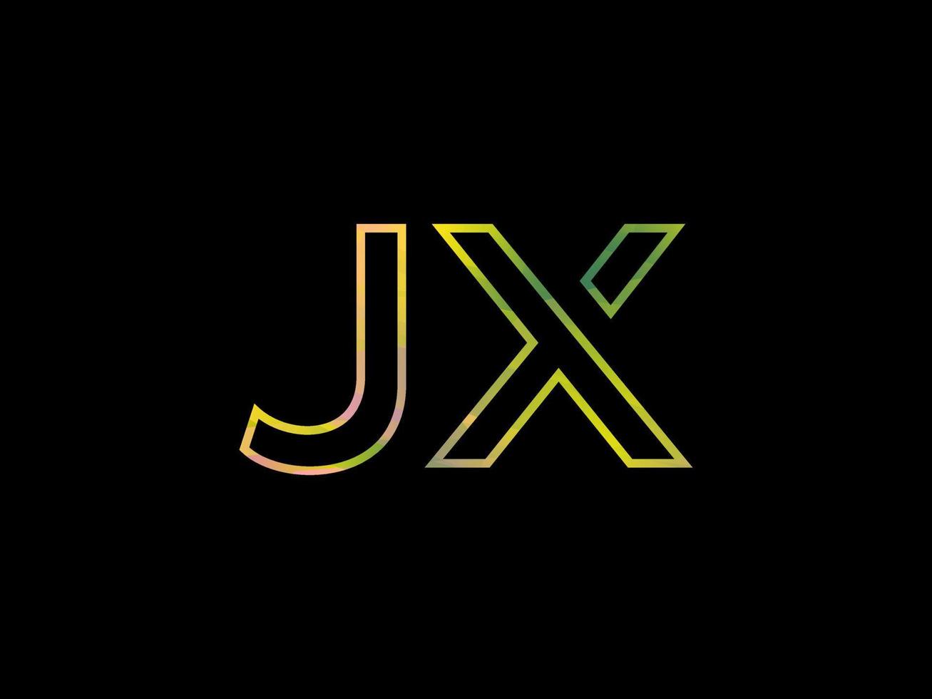 logotipo da letra jx com vetor de textura de arco-íris colorido. vetor profissional