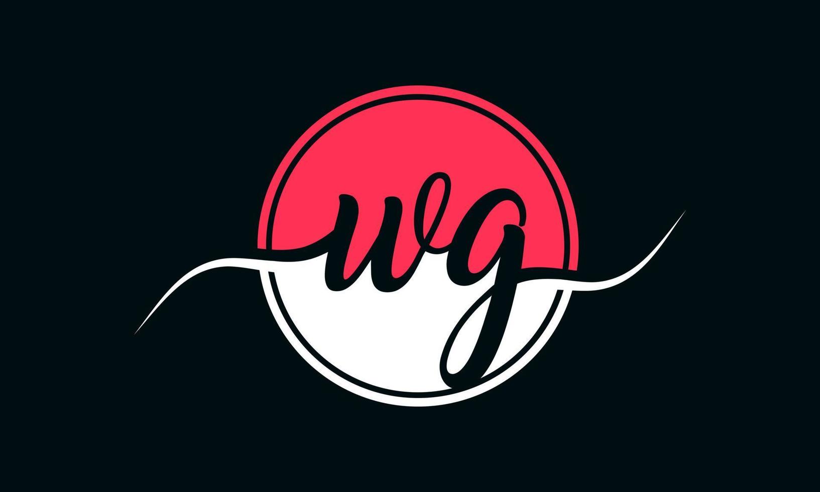 logotipo inicial da letra wg com círculo interno nas cores branca e rosa. vetor profissional.